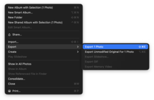 Export Unmodified Original For 1 Photo