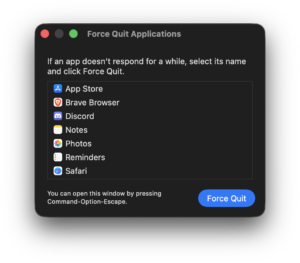 Force Quit Applications List With Button