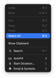 Select All Show Clipboard Search AutoFill
