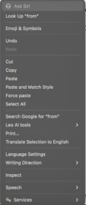Select Copy from the shortcut menu.