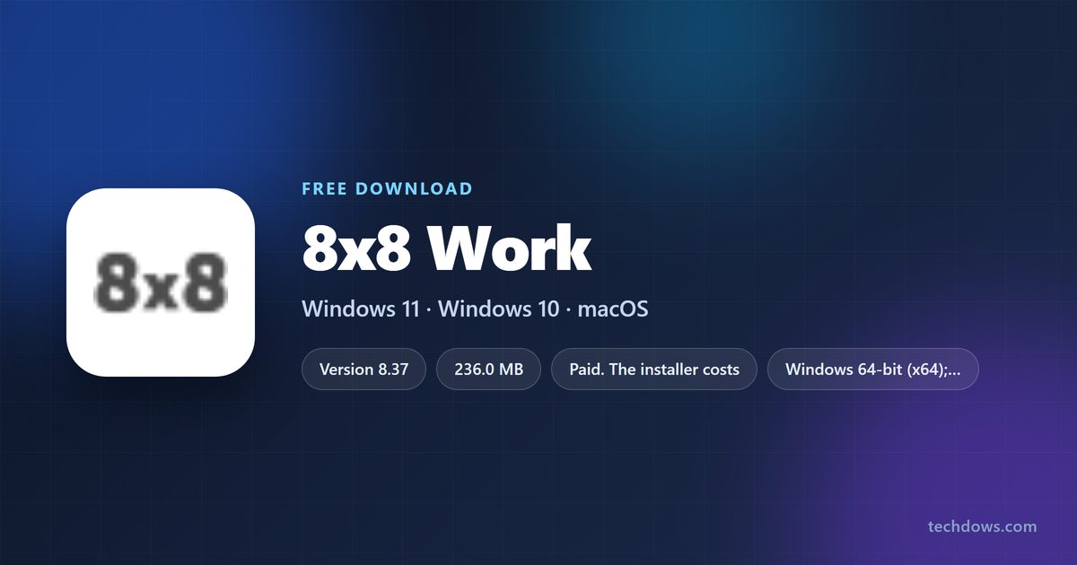 8x8 Work version, installer sizes and supported operating systems