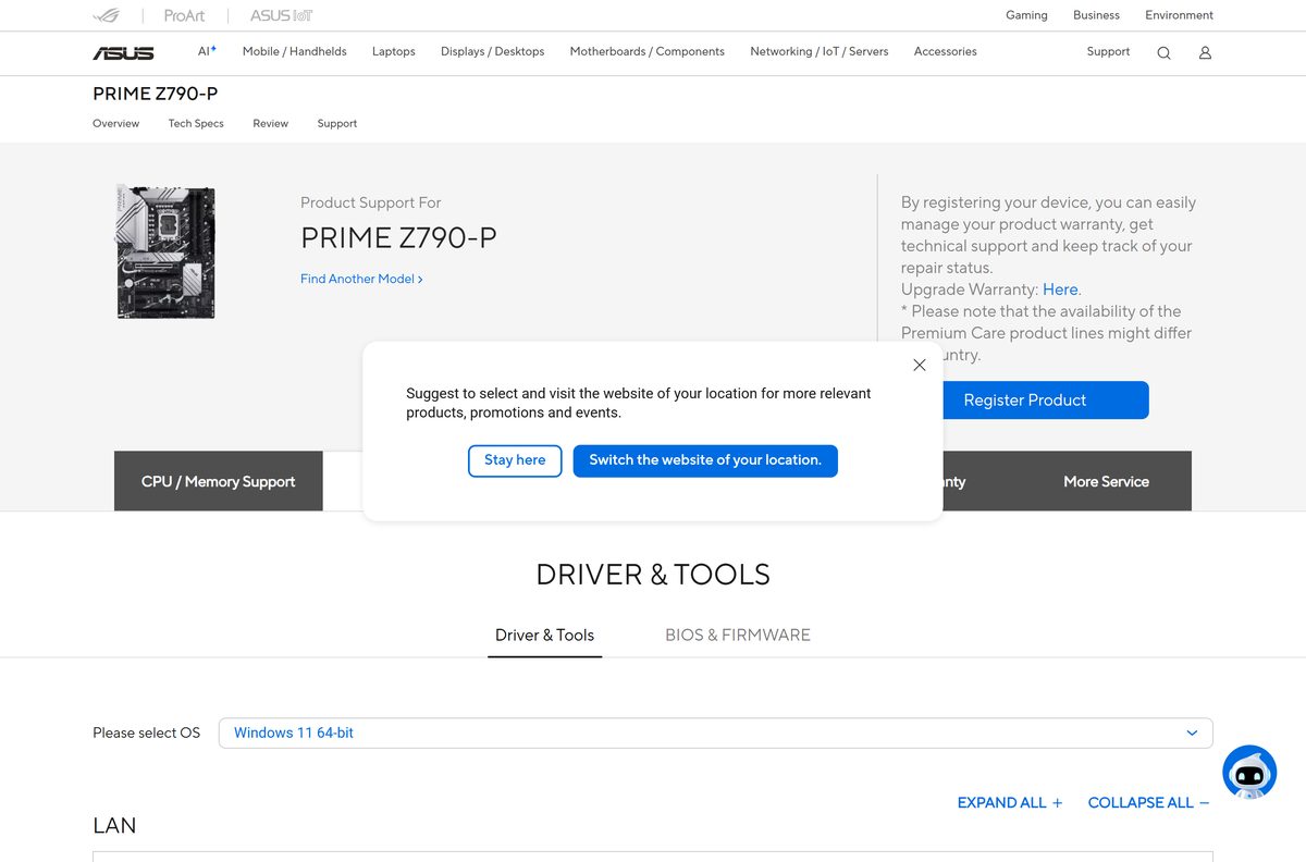 ASUS motherboard support page listing AI Suite 3 under Utilities
