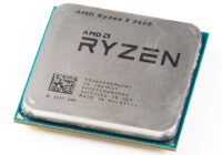 AMD Ryzen 5 2600 processor chip on its AM4 socket base