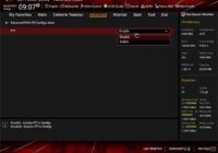 ASUS UEFI Advanced menu with PTT dropdown set to Enable