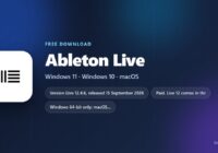 Ableton Live card with version, requirements and download sizes