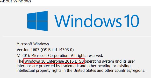 About Windows dialog showing version and OS build number