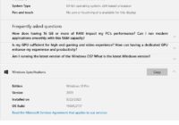 About page's Windows Specifications panel showing edition, version and build fields