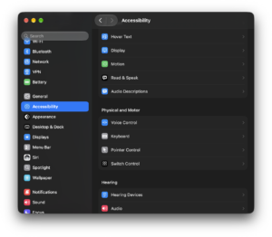 Accessibility Settings Display Hover Text Read Speak