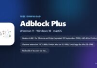Adblock Plus logo with price, browsers and download sizes