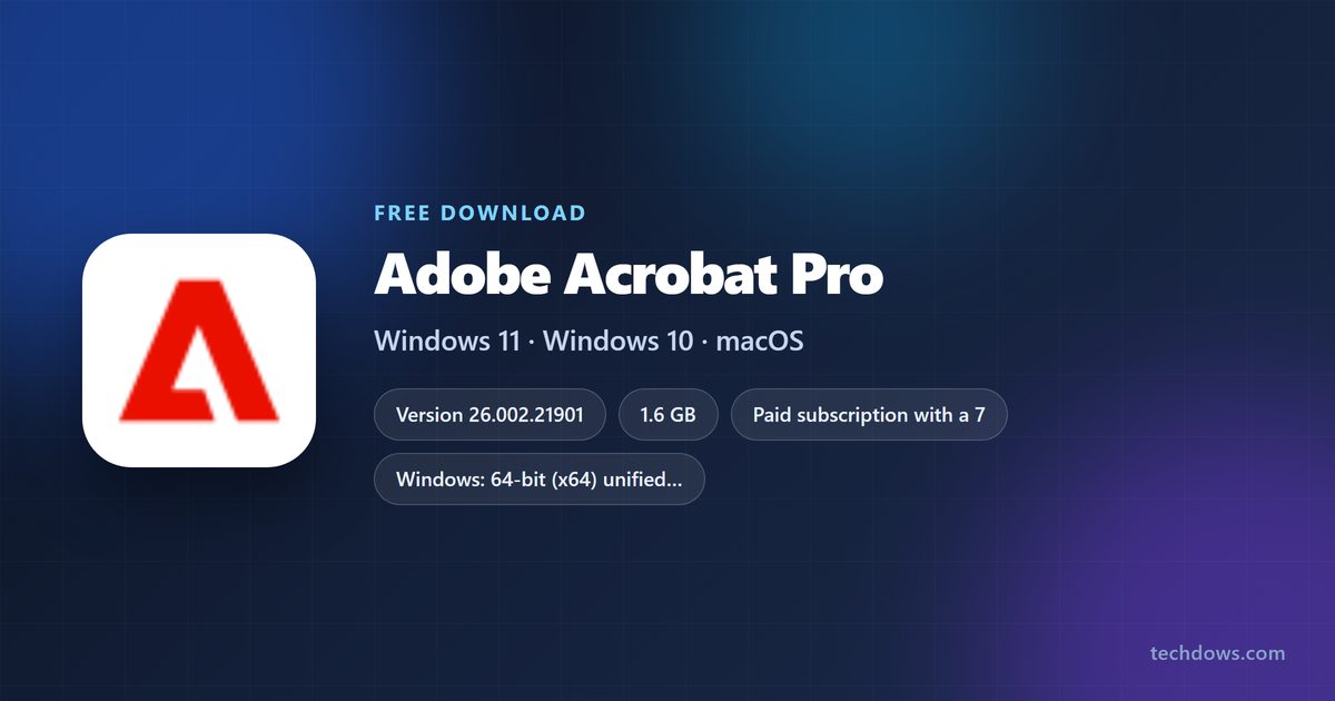 Adobe Acrobat Pro version, installer sizes and supported systems