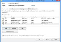 Advanced Security Settings dialog for a User Profiles file share
