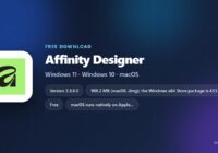 Specs card for Affinity Designer with download sizes and supported systems