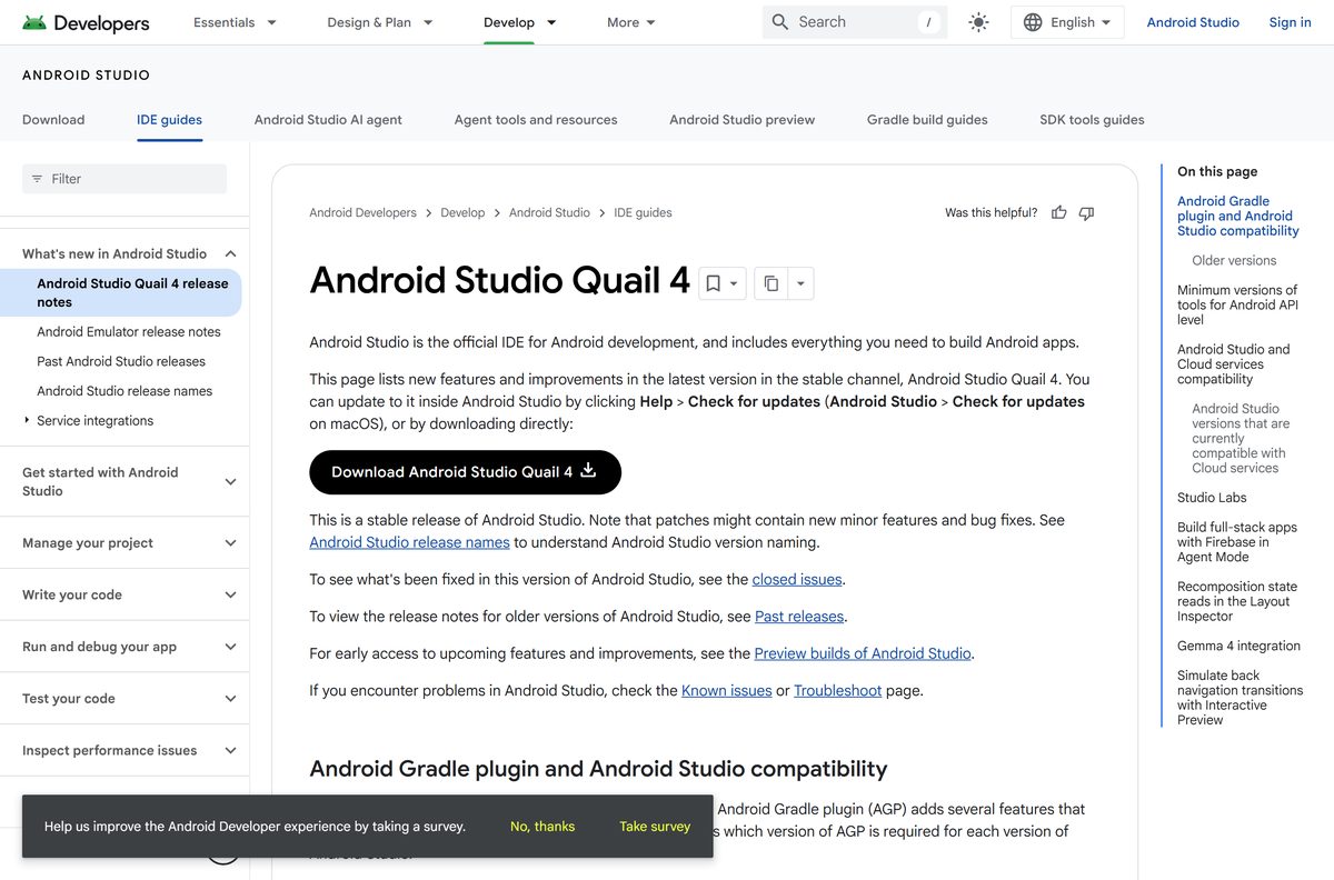 Stable release notes with the Gradle plugin compatibility table