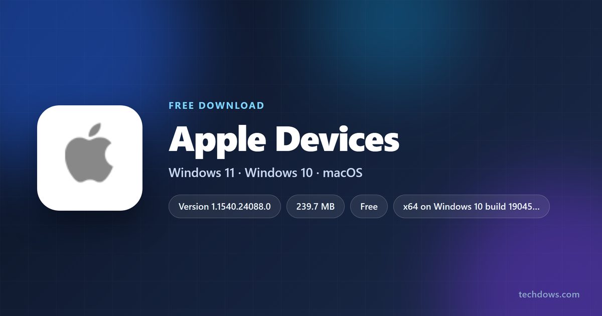 Apple Devices logo with version, download size and supported systems