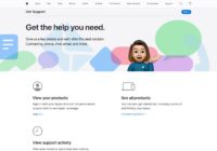 Apple Get Support website homepage with sign-in and product options
