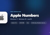 Apple Numbers spec card with price, version and supported systems