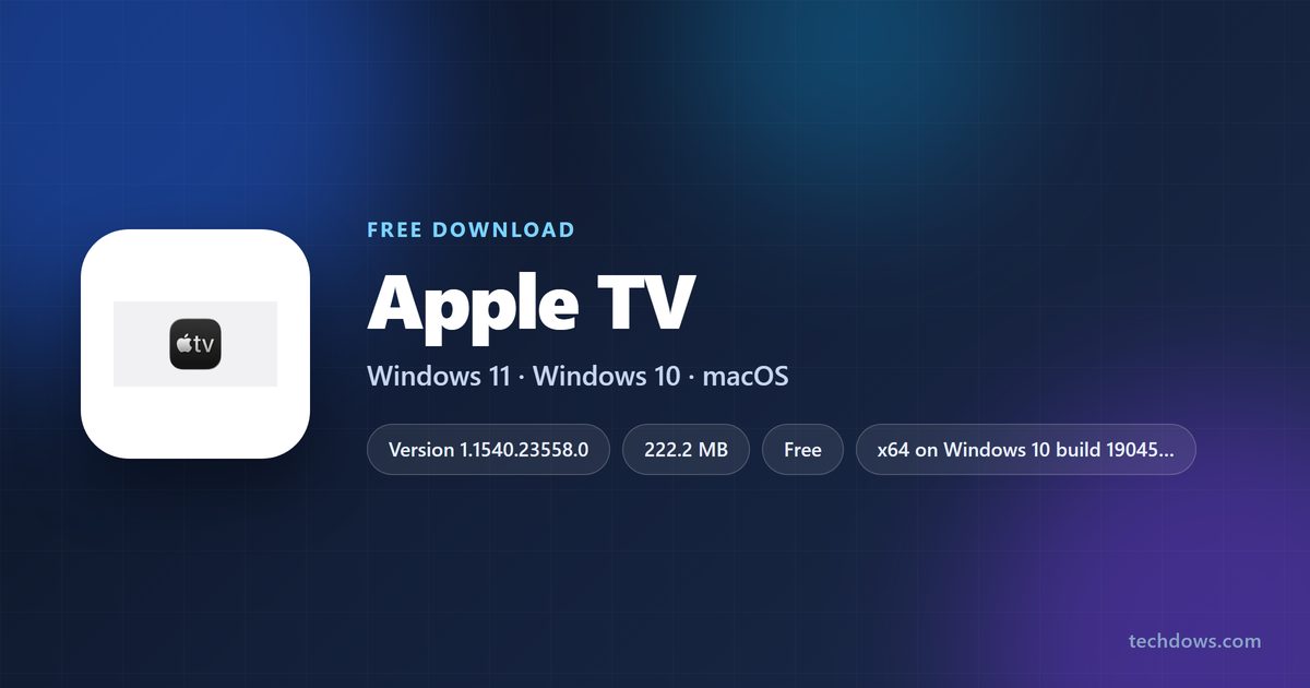 Apple TV logo with version, download size and supported systems