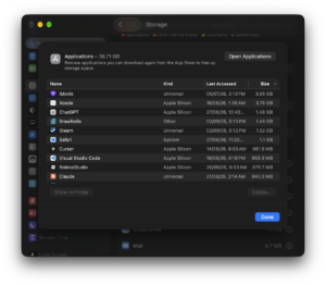 Applications Storage Overview On MacOS
