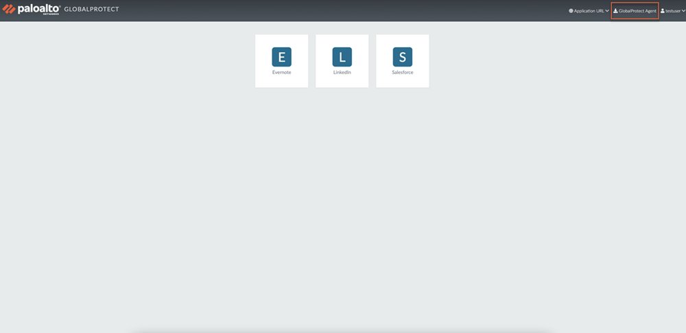 Applications page with the GlobalProtect Agent link circled