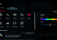 Armoury Crate Aura Sync effects tab with Rainbow selected
