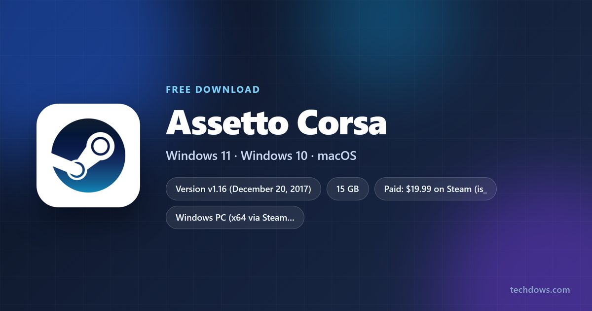 Assetto Corsa price, storage, developer and supported platforms