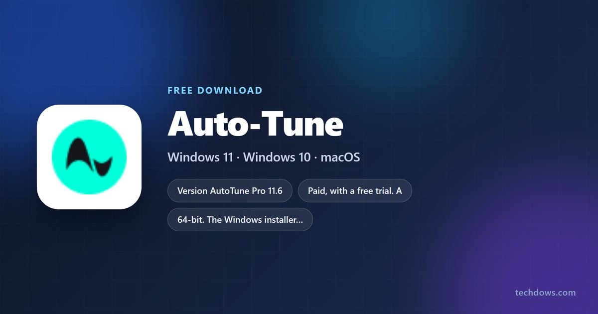 Auto-Tune spec card with developer, version, price and supported systems