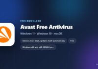 Spec card listing Avast Free Antivirus requirements, platforms and setup file