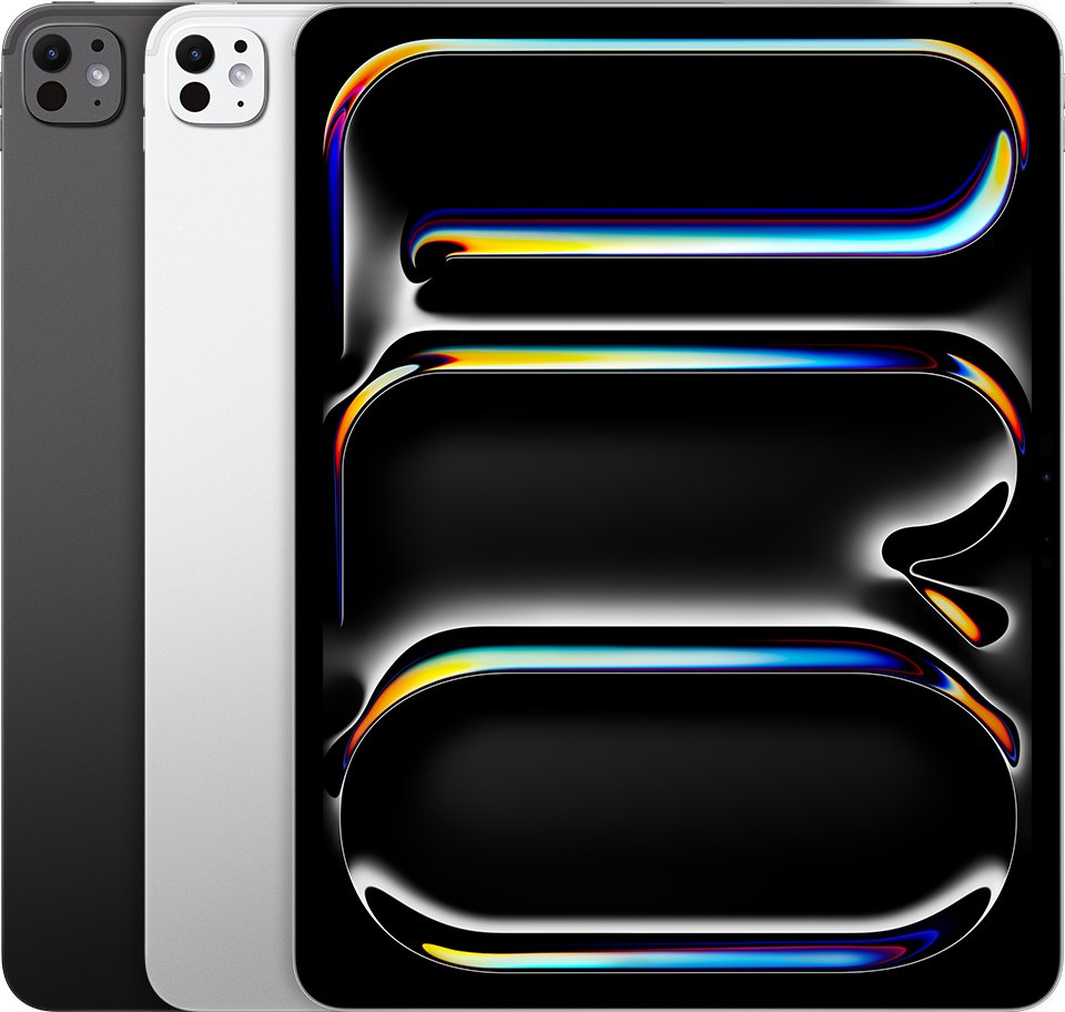 Backs of iPad Pro 13-inch M5 tablets in two colors