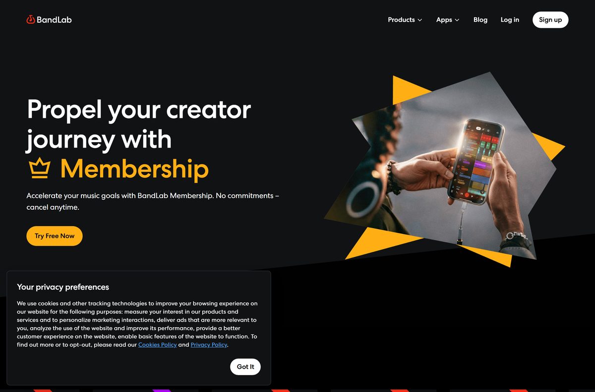 BandLab Membership page offering early access to Cakewalk Sonar