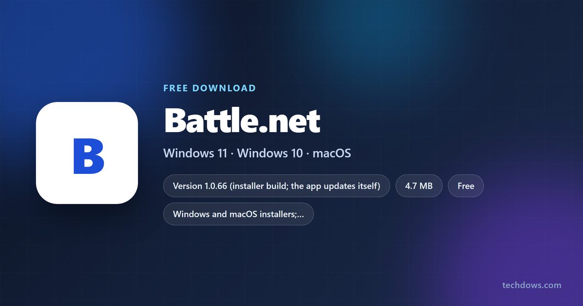 Battle.net installer sizes and supported systems for Windows and Mac