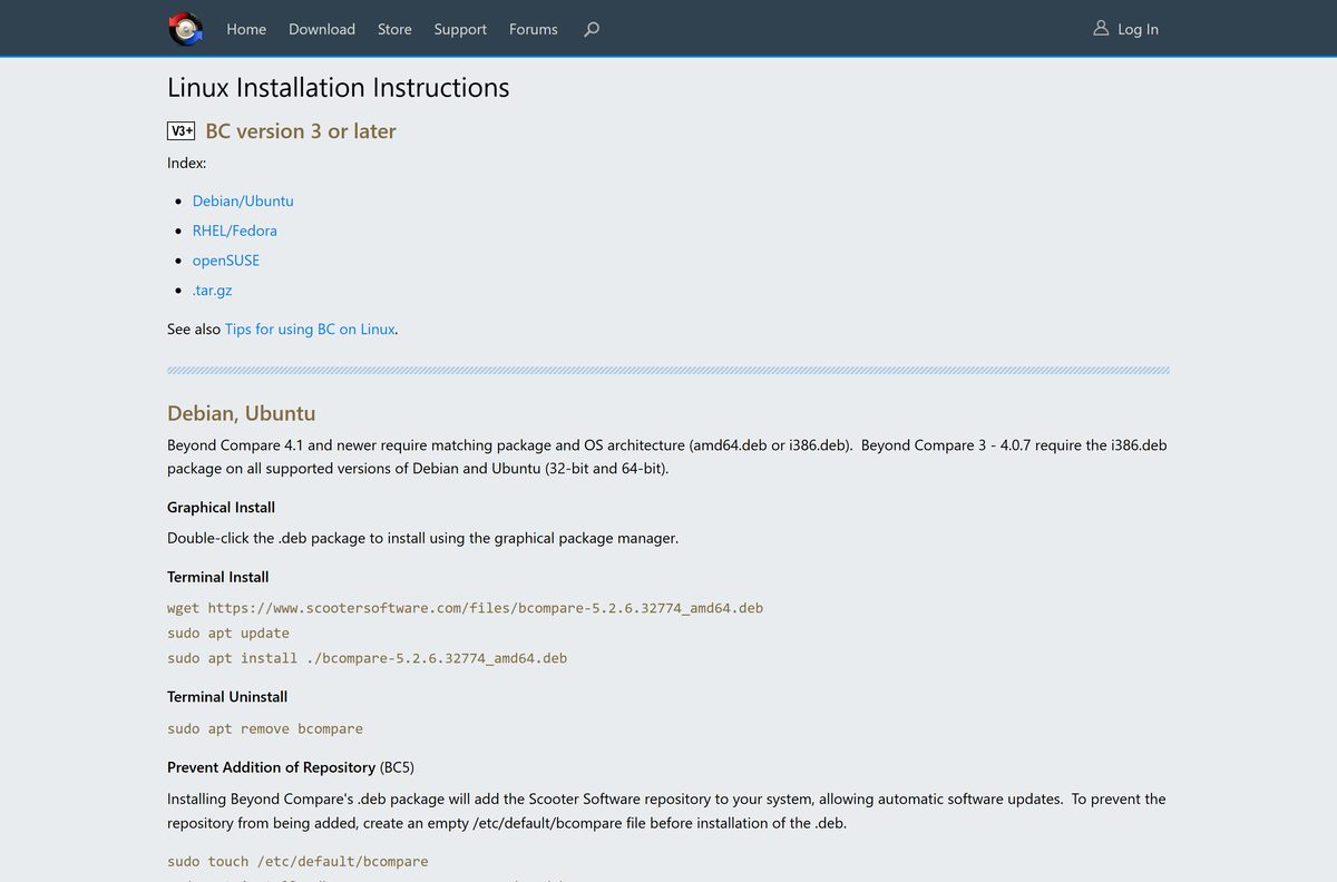 Beyond Compare Linux install guide with apt and dnf commands