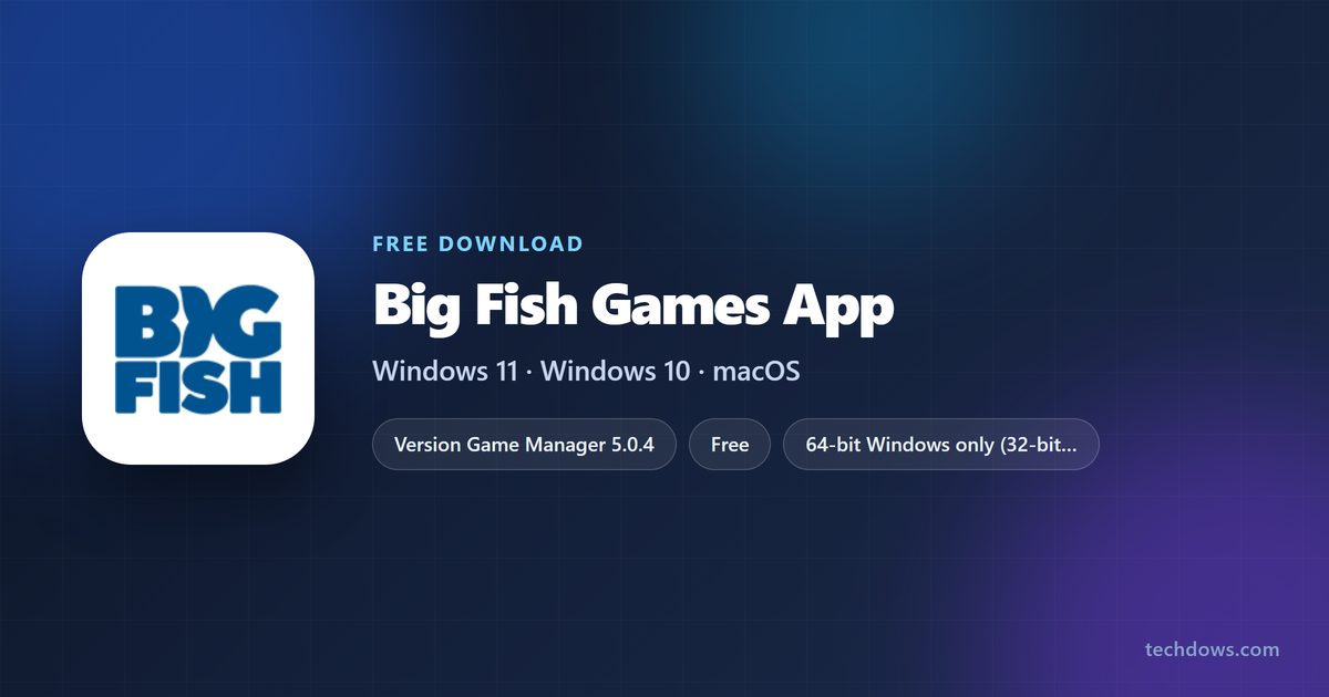 Big Fish Games App card with version, system and price