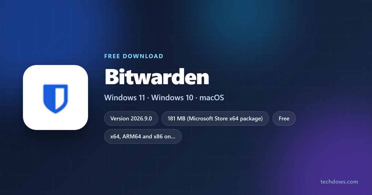 Bitwarden 2026.9.0 version, licence, download sizes and supported systems