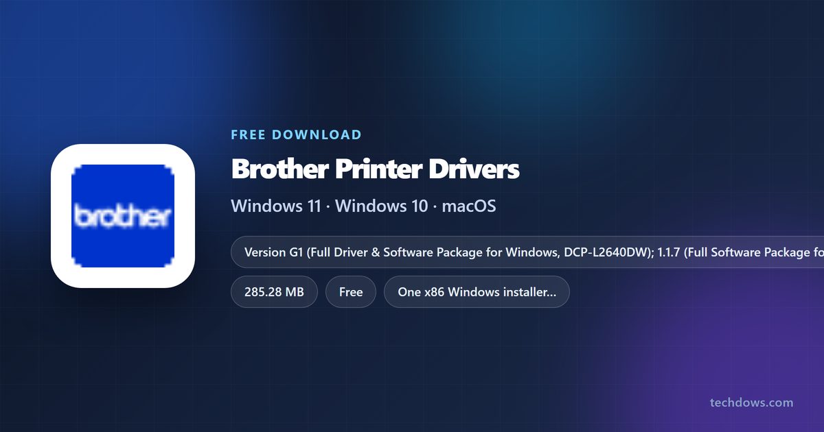 Brother driver package versions, sizes, licence and supported systems