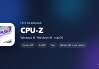 CPU-Z card with version, file size and supported Windows