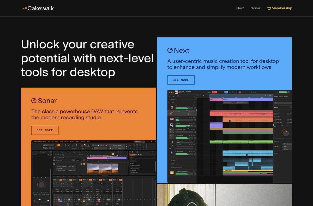 BandLab home page for Cakewalk Sonar and its Mac-ready sibling app