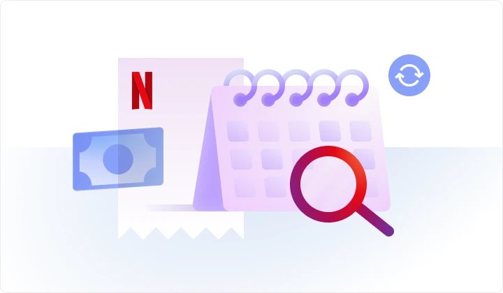 Calendar and receipt icon representing a Netflix billing charge