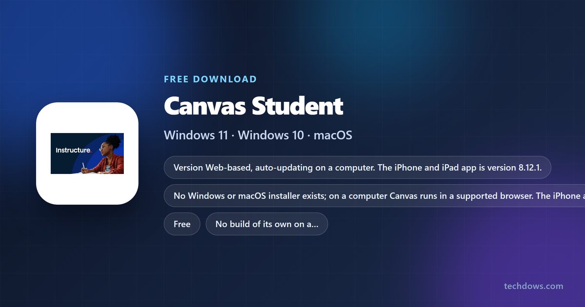 Canvas Student logo with price, supported systems and app size