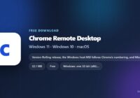 Chrome Remote Desktop logo with file sizes and supported systems