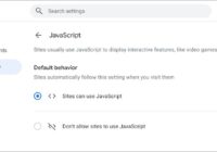 Chrome Site settings JavaScript page with Sites can use JavaScript selected