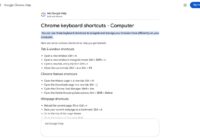 Chrome keyboard shortcuts list showing the close-tab shortcut