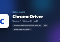 ChromeDriver download card with version, platforms and licence
