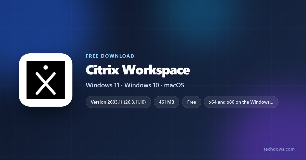 Citrix Workspace logo with version, size and supported systems