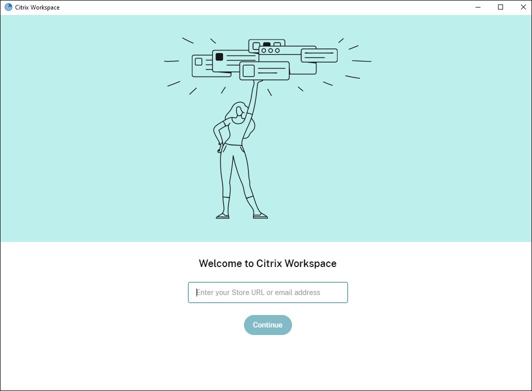 Citrix Workspace welcome screen with a Store URL entry field