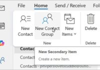 Classic Outlook ribbon with New Contact Group button highlighted