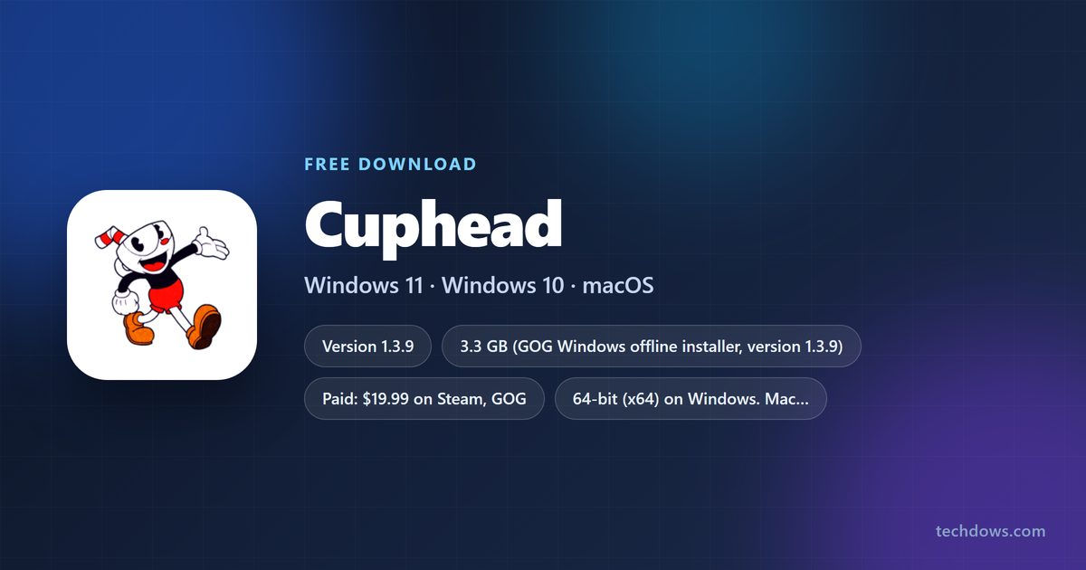 Cuphead price, disk space and supported platforms