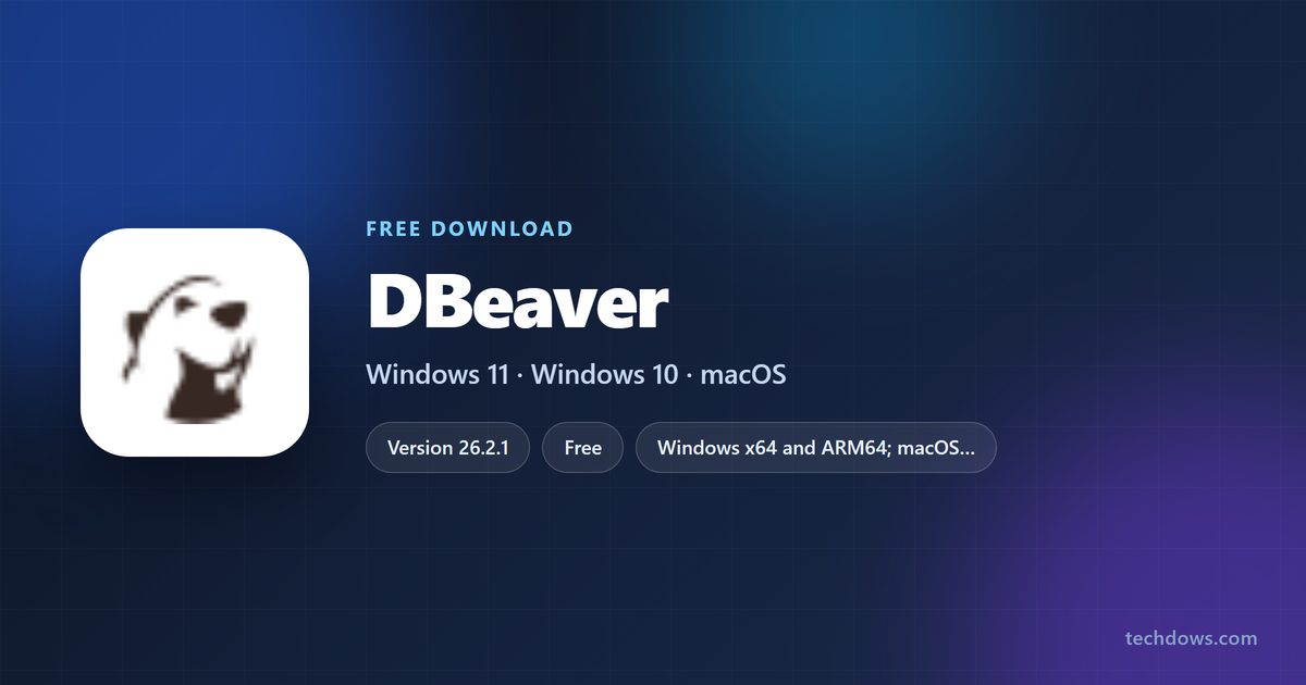 DBeaver download card with version, size and supported systems