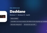 Dashlane logo with version, size and supported browsers