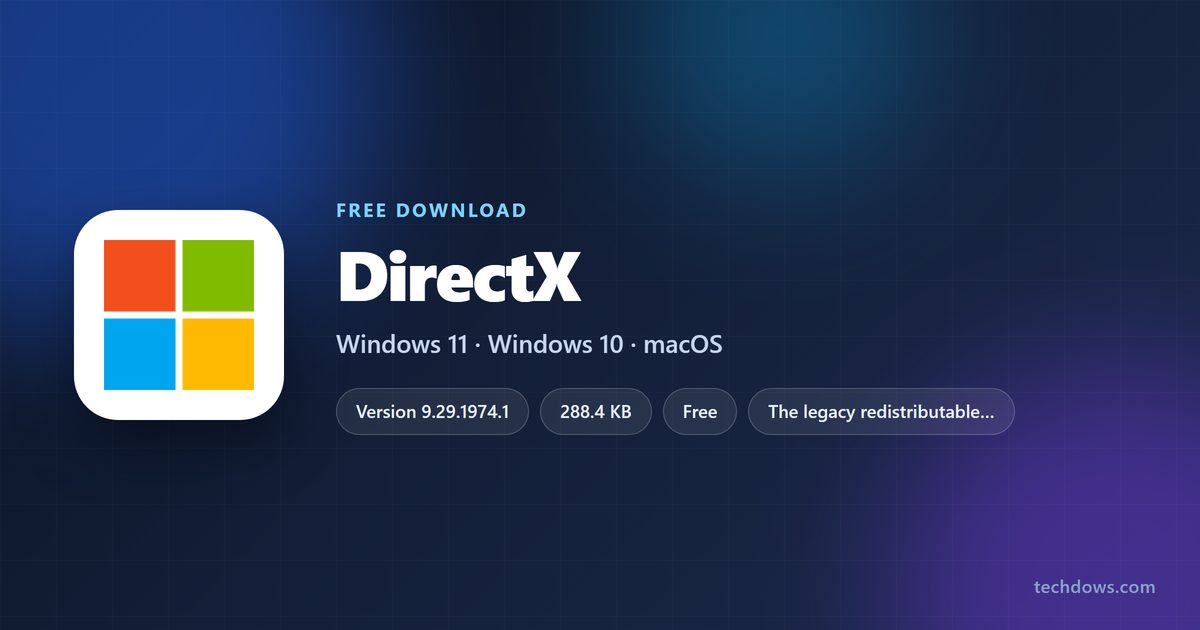 DirectX card with version, file size and supported Windows
