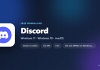 Discord logo with version, size and supported systems